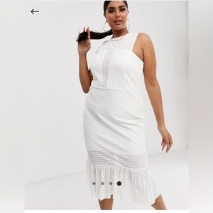 ASOS DESIGN curve drop stitch lace  pep hem midi dress